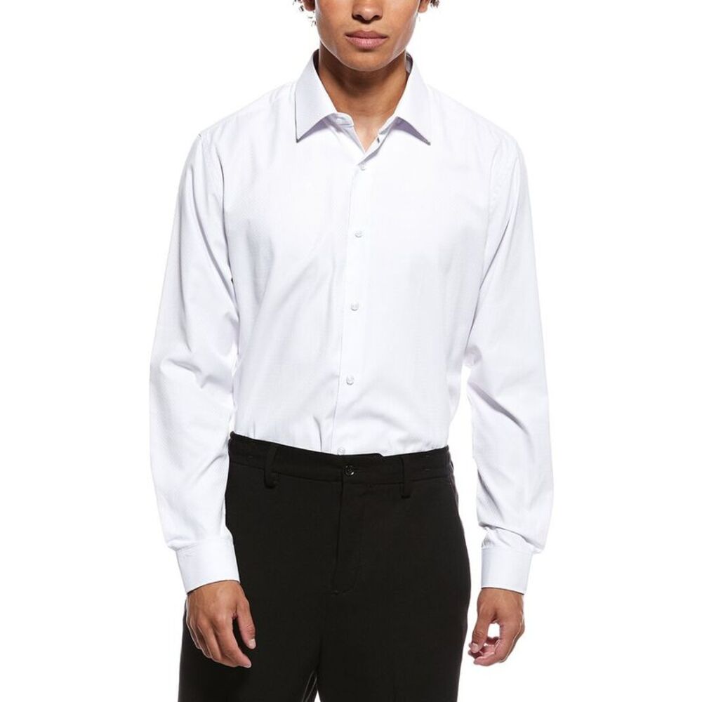Tahari Mens  Modern Fit Dress Shirt, White